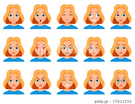 Woman face expression vector design illustration isolated on white background Woman face expression vector design illustration isolated on white background 77011555