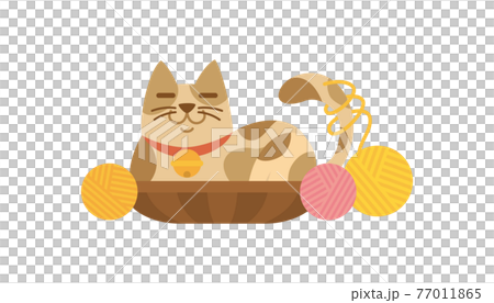猫のイラスト　ねこ　ネコ　cat　動物　三毛猫　ミケネコ 77011865