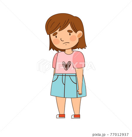Embarrassed Girl Feeling Sorry and Expressing Regret Vector Illustration Embarrassed Girl Feeling Sorry and Expressing Regret Vector Illustration 77012937