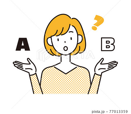 比較している女性のイラストカット ベクター  77013359