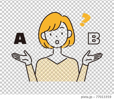 比較している女性のイラストカット ベクター  77013359