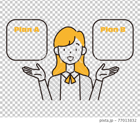 比較して説明する女性のイラストカット ベクター 比較して説明する女性のイラストカット ベクター 77013832