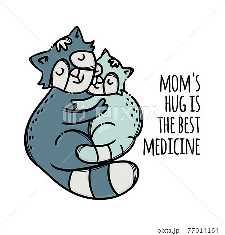 Pussy Hug Her Son Mothers Day Parental のイラスト素材