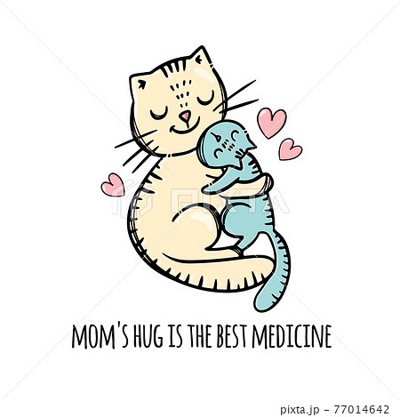 Pussy Hug Her Daughter Mothers Day Parental のイラスト素材