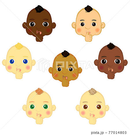 世界の赤ちゃん 指しゃぶり顔のイラスト素材