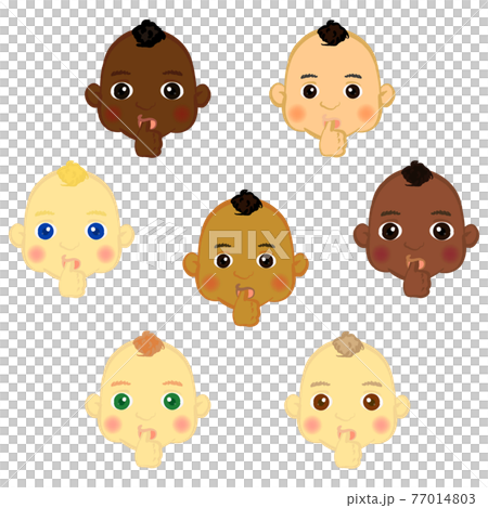 世界の赤ちゃん 指しゃぶり顔のイラスト素材