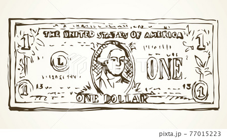 One dollar. Vector drawing 77015223