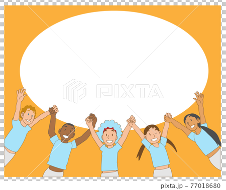 Frame material for multinational children who are happy to hold hands Frame material for multinational children who are happy to hold hands 77018680