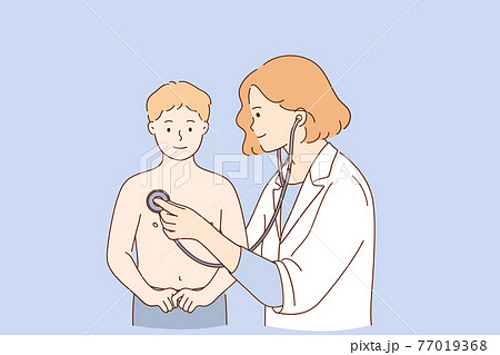 Pediatrician during work concept 77019368