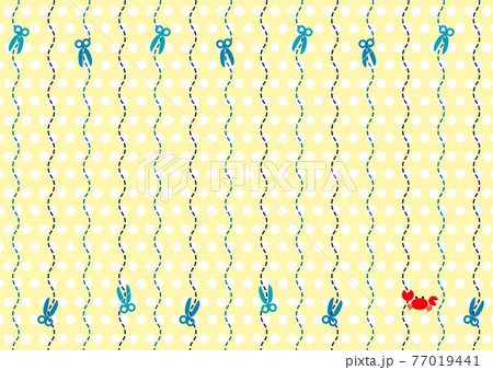 ハサミとカニと点波線その2のイラスト素材