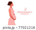 Happy pregnant woman holds her belly. Vector illustration. 77021216