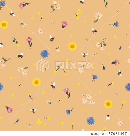 Meadow wildflower seamless vector pattern.  77021447