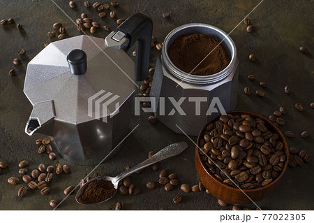 Moka pot. Espresso coffee making tool. Moka pot. Espresso coffee making tool. 77022305