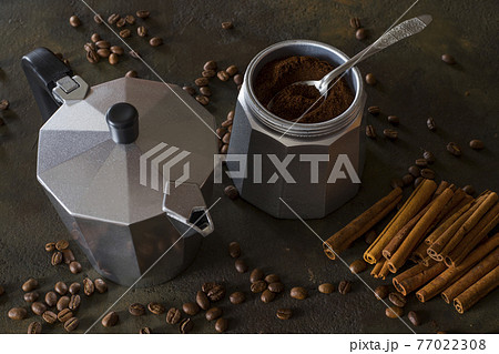 Moka pot. Espresso coffee making tool. Moka pot. Espresso coffee making tool. 77022308