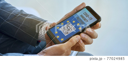 QR code covid-19 immunity passport, web banner QR code covid-19 immunity passport, web banner 77024985