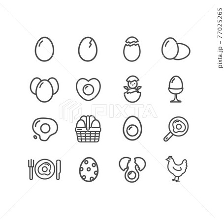 Egg Sign Thin Line Icon Set. Vector Egg Sign Thin Line Icon Set. Vector 77025265
