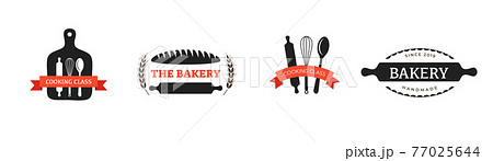 Bakery and pastry shop, cooking logo. Vintage, retro logo design 77025644