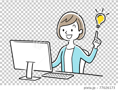 ベクターイラスト素材：アイデアがひらめくビジネスウーマン 77026173