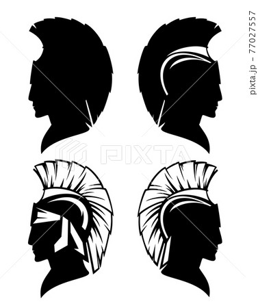 spartan warrior head black vector silhouette design set 77027557