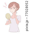 肌の悩みを抱えたマスク焼けをした女性 77028052