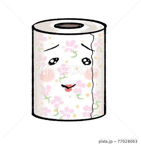 花柄トイレットペーパーのイラスト素材