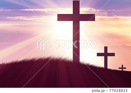 Religious concept with cross against sky 77028915