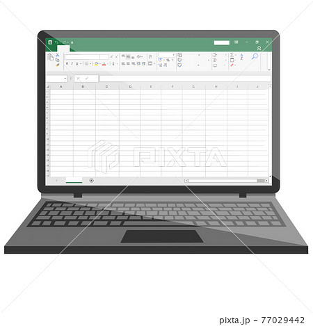 ノートパソコン表計算ソフト画面 77029442