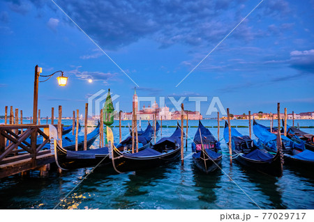 San Giorgio Maggiore Church with full moon. Venice, Italy San Giorgio Maggiore Church with full moon. Venice, Italy 77029717