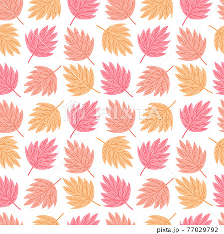 Seamless pattern autumn leaves on white background. Geometric template maple leaf. Seamless pattern autumn leaves on white background. Geometric template maple leaf. 77029792