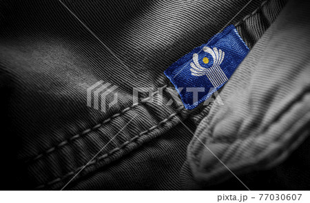 Tag on dark clothing in the form of the flag of the CIS 77030607