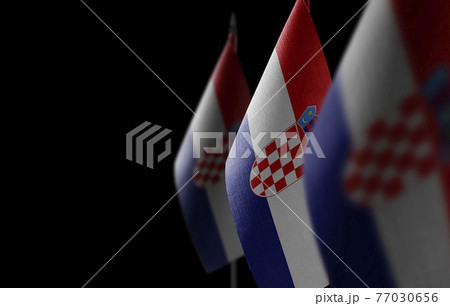 Small national flags of the Croatia on a black background Small national flags of the Croatia on a black background 77030656