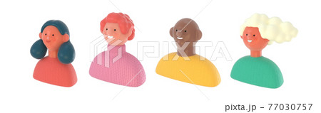 3D Bright people portraits set, render illustration 77030757