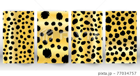 Set of leopard print. Panther skin. Retro fabric pattern. Spotted fur texture. Print leopard. Set of leopard print. Panther skin. Retro fabric pattern. Spotted fur texture. Print leopard. 77034757