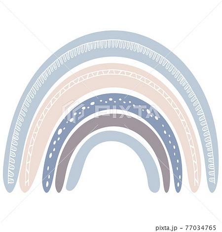 Cute rainbow in scandinavian style. Watercolor effect rainbow isolated on a white background. Modern art. 77034765
