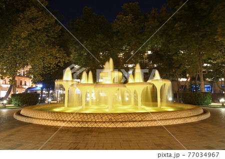 Fountains and parks in the city of Baku Azerbaijan 77034967