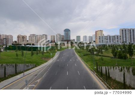 New park is a favorite place for citizens.Baku Azerbaijan. 77034990