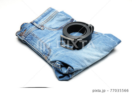 Denim pants in blue on a white background Denim pants in blue on a white background 77035566