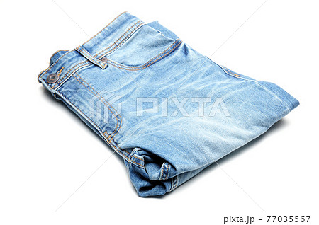 Denim pants in blue on a white background 77035567