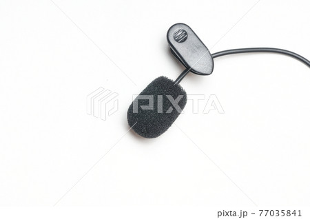 Lavalier microphone for correspondents on a white background Lavalier microphone for correspondents on a white background 77035841