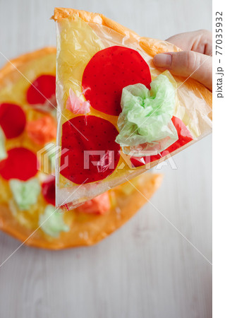 Micro plastic pollution. Recycled waste in food Micro plastic pollution. Recycled waste in food 77035932