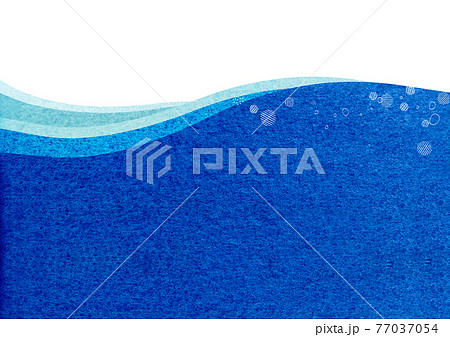 きれいな海と水面の水彩イラスト 爽やかな青のグラデーション背景のイラスト素材