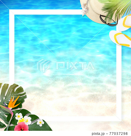 夏の海をイメージしたフレーム - 複数のバリエーションがあります 夏の海をイメージしたフレーム - 複数のバリエーションがあります 77037298