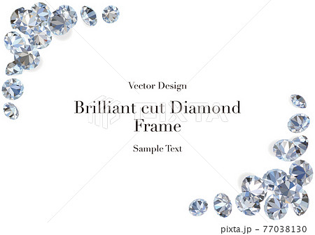 フレーム　ブリリアントカットダイヤモンドイメージ　ベクターイラスト横 77038130