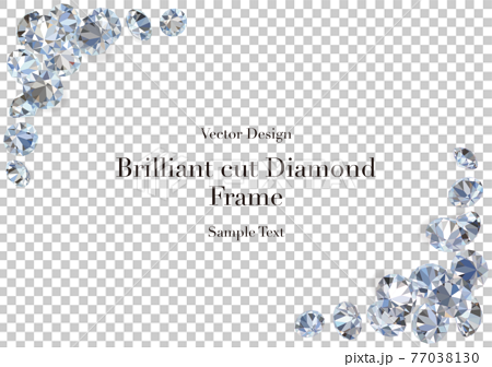 フレーム　ブリリアントカットダイヤモンドイメージ　ベクターイラスト横 77038130