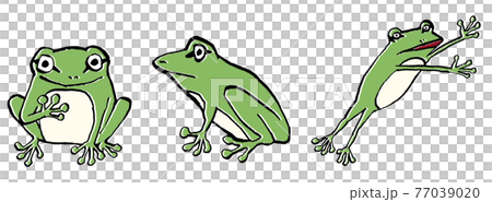 アマガエルのイラストポーズセット 77039020