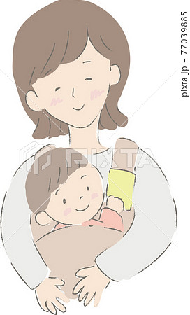 赤ちゃんを抱っこしているお母さんのイラスト素材