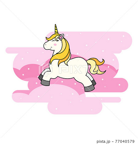 Cute Cartoon Unicorn On Cloud And Rainbow For のイラスト素材