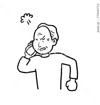 電話でクレームを入れるシニア男性の線画イラスト 電話でクレームを入れるシニア男性の線画イラスト 77040753