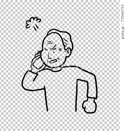 一位老人通過電話投訴的線描插圖 77040753