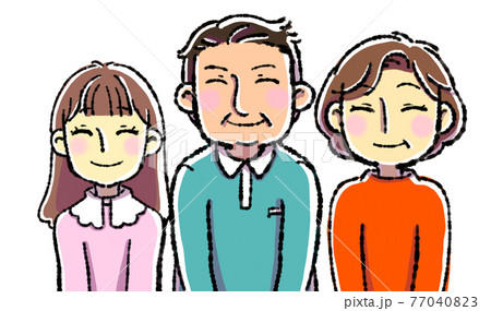 笑顔の家族正面イラスト 77040823